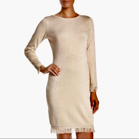 Nanette Lepore Dresses & Skirts - Nanette Sparkle Fringe Trim Sweater Dress M